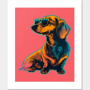 Sunny Side Pup: Dachshund Shades Posters and Art